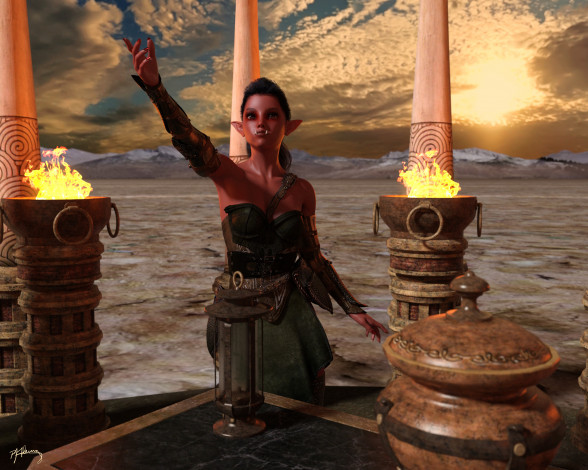 Обои картинки фото 3д графика, эльфы , elves, эльфийка, взгляд, фон