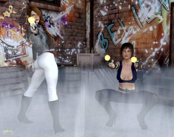 Обои картинки фото 3д графика, фантазия , fantasy, фон, взгляд, девушки