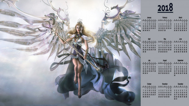 Обои картинки фото календари, фэнтези, взгляд, оружие, жезл, женщина