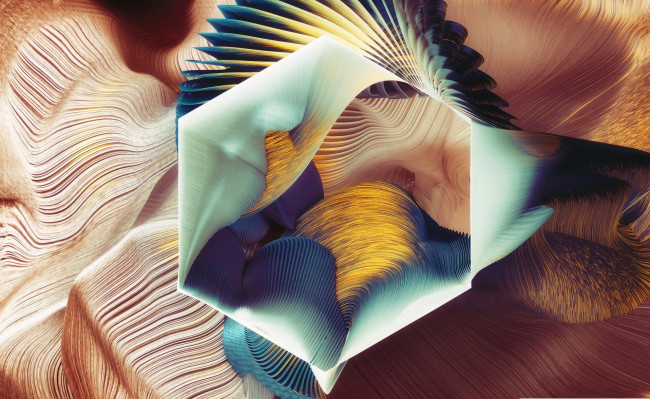Обои картинки фото 3д графика, абстракция , abstract, краски, объем, фигура, шестигранник, узор, линии