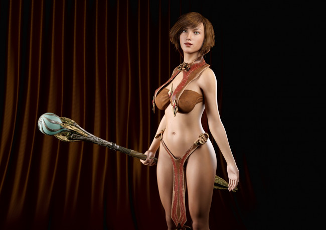 Обои картинки фото 3д графика, фантазия , fantasy, девушка, взгляд, фон