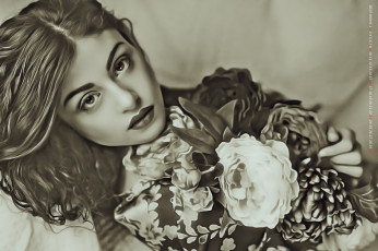 Картинка календари компьютерный+дизайн девушка цветы взгляд