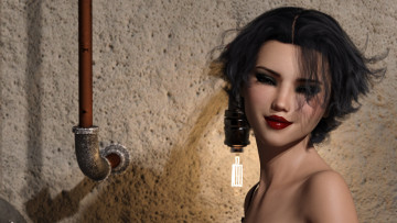 Картинка 3д+графика портрет+ portraits взгляд девушка фон