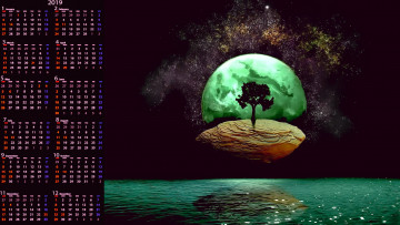 Картинка календари 3д-графика водоем дерево