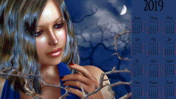 Картинка календари фэнтези ветка лицо девушка