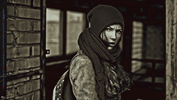 Картинка календари компьютерный+дизайн взгляд шапка девушка хмурый стена