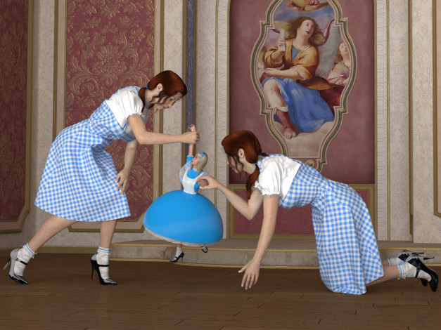 Обои картинки фото 3д графика, фантазия , fantasy, фон, взгляд, девушки