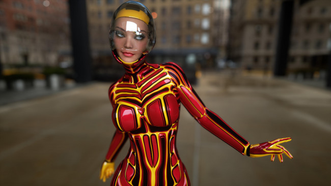 Обои картинки фото 3д графика, фантазия , fantasy, фон, взгляд, девушка