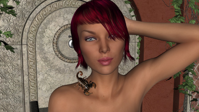 Обои картинки фото 3д графика, портрет , portraits, фон, взгляд, девушка