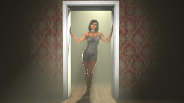 Картинка видео+игры overwatch девушка фон взгляд проем