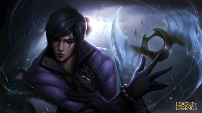 Обои картинки фото видео игры, league of legends, парень, оружие, магия, aphelios