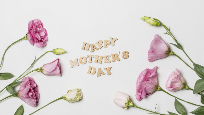 Обои картинки фото праздничные, день матери, эустома, надпись