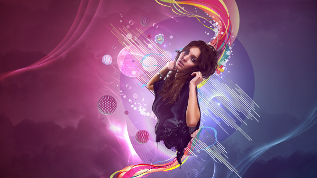 Обои картинки фото разное, компьютерный дизайн, девушка, фон, взгляд