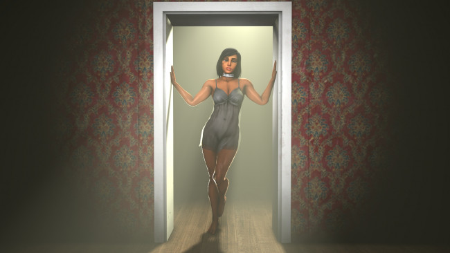 Обои картинки фото видео игры, overwatch, девушка, фон, взгляд, проем