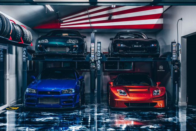 Обои картинки фото автомобили, разные вместе, jdm, dream, garage, nissan, toyota, mazda, honda