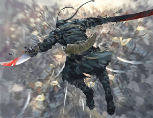 Картинка фэнтези _ghost+blade+ +призрачный+клинок человек оружие прыжок