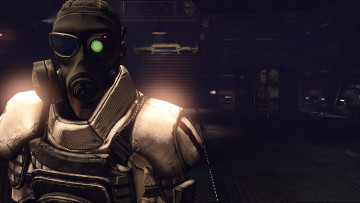 Картинка видео+игры afterfall +insanity человек броня противогаз