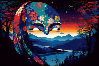 Картинка рисованное абстракция маска