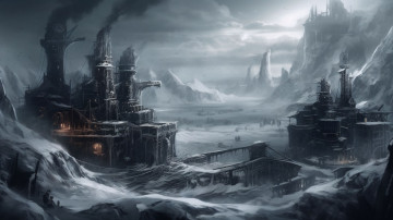 Картинка фэнтези иные+миры +иные+времена нейросети графика нейроарт ai art нейронные сети рисунки нейро искусство frostpunk