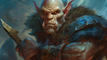 Картинка фэнтези существа нейросети графика нейроарт ai art нейронные сети рисунки нейро искусство орк