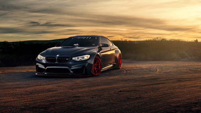 Обои картинки фото bmw m4, автомобили, bmw, черный, закат