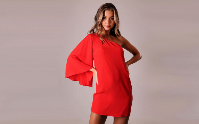 Обои картинки фото девушки, tara goddard, русая, платье, рукав