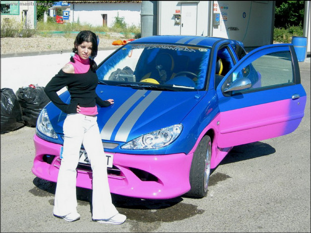 Обои картинки фото peugeot, 206, автомобили, авто, девушками