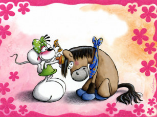 Картинка рисованные животные осел мышь