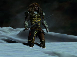 Картинка 3д графика fantasy фантазия мечь снег