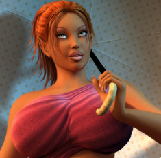 Картинка 3д+графика люди+ people девушка взгляд зонтик