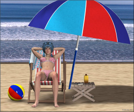 Картинка 3д+графика люди+ people девушка взгляд зонтик