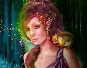 Картинка фэнтези эльфы белочка