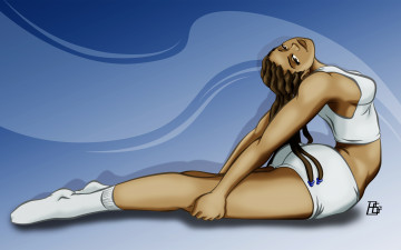 Картинка рисованные люди гимнастика взгляд девушка