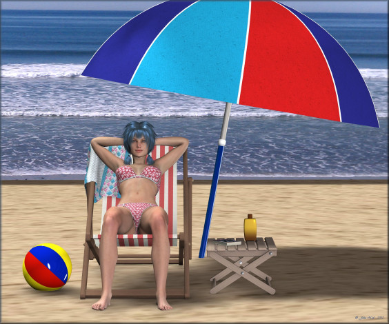 Обои картинки фото 3д графика, люди , people, девушка, взгляд, зонтик