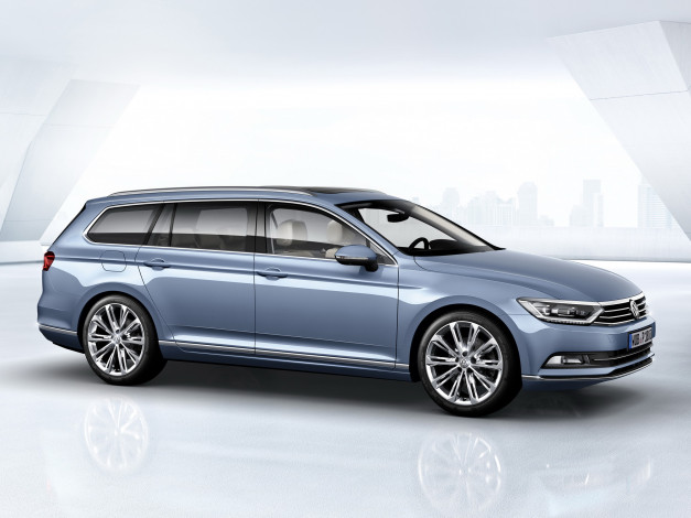 Обои картинки фото автомобили, volkswagen, 2014г, голубой, passat, variant, b8
