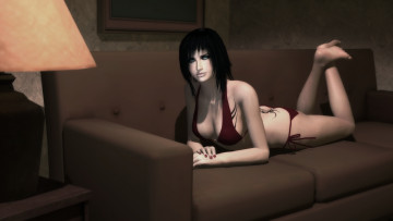 Картинка 3д+графика люди+ people взгляд девушка диван фон