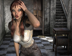 Картинка 3д+графика люди+ people взгляд девушка фон