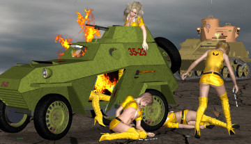 Картинка 3д+графика фантазия+ fantasy взгляд девушки оружие фон кровь