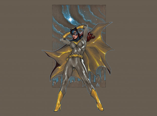 Обои картинки фото рисованное, комиксы, фон, девушка, униформа, маска, взгляд, плащ