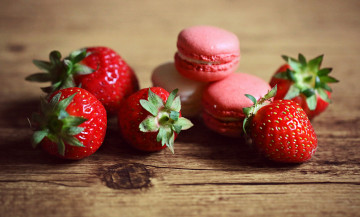 Картинка еда макаруны вкусно печенье клубника