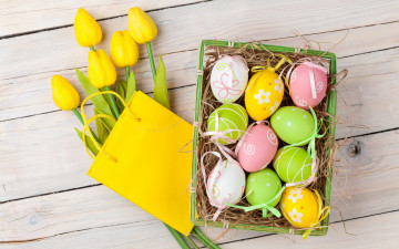Картинка праздничные пасха тюльпаны eggs spring happy easter tulips