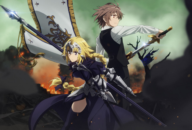 Обои картинки фото fateapocrypha, аниме, fate, stay night, фон, взгляд, девушка