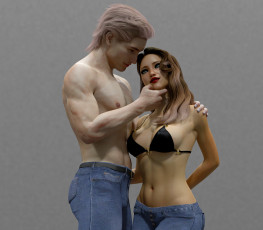 Картинка 3д+графика романтика+ romantics фон парень взгляд девушка