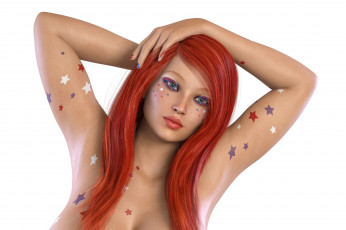 Картинка 3д+графика люди+ people взгляд девушка фон