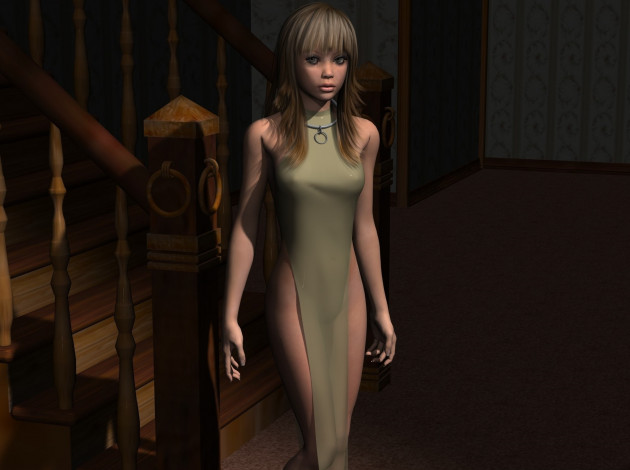 Обои картинки фото 3д графика, люди , people, фон, взгляд, девушка