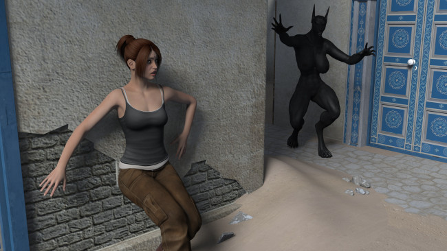 Обои картинки фото 3д графика, фантазия , fantasy, девушка, фон, взгляд