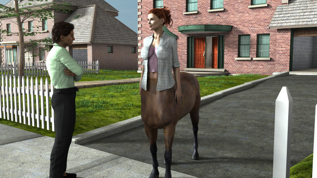 Обои картинки фото 3д графика, существа , creatures, взгляд, девушка, centaur, фон