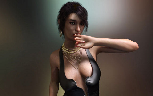 Обои картинки фото 3д графика, люди , people, девушка, фон, взгляд