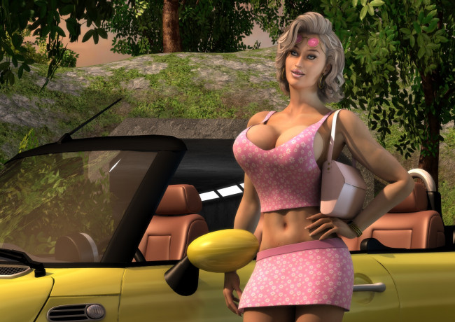 Обои картинки фото 3д графика, люди-авто, мото , people- car ,  moto, фон, взгляд, девушка