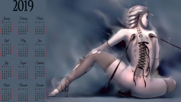 Картинка календари фэнтези спина женщина calendar 2019 девушка